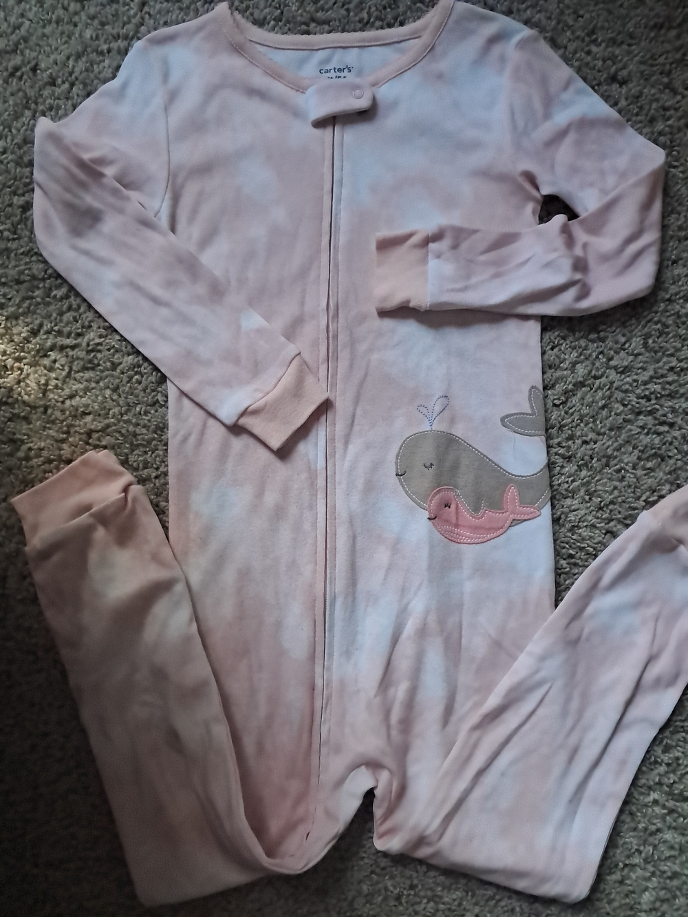 Carter's Pink Whale Applique Girls' Pajama Bottoms One-Piece